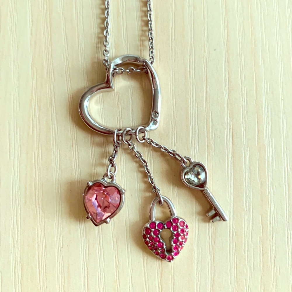 Swarovski heart and key necklace